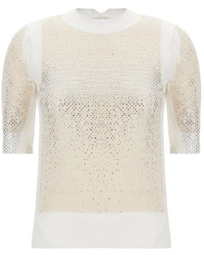 Ermanno Scervino Embellished Knit T-shirt - White