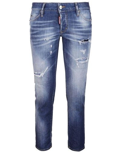 DSquared² Ripped Skinny Leg Jeans - Blue