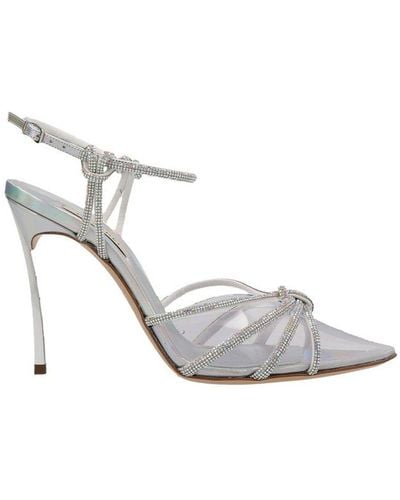 Casadei Blade Embellished Pointed-toe Sandals - White