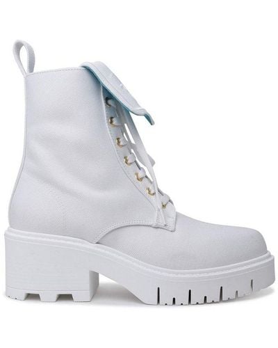 Chiara Ferragni Logo Embossed Denim Boots - White