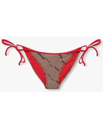 DIESEL Logo-print Bikini Bottoms - Red