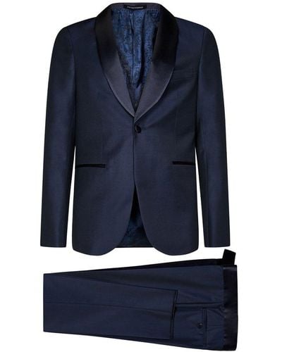 Emporio Armani Satin-lapel Two-piece Dinner Suit - Blue
