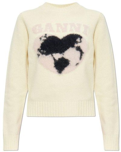 Ganni Sweater With Logo - White