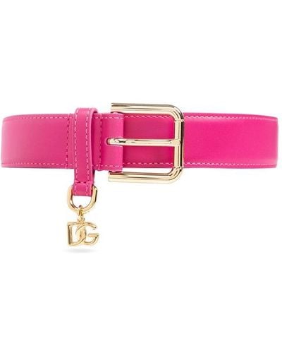 Dolce & Gabbana Leather Belt, - Pink