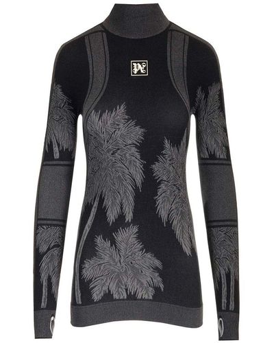 Palm Angels Technical Shirt With Print - Black