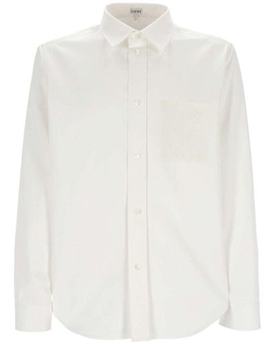 Loewe Anagram Embroidered Button-up Shirt - White
