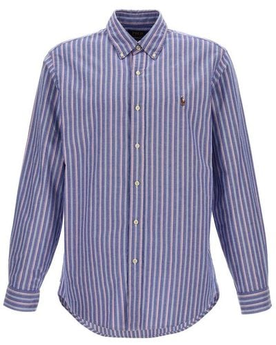 Polo Ralph Lauren Logo Embroidery Striped Shirt - Blue
