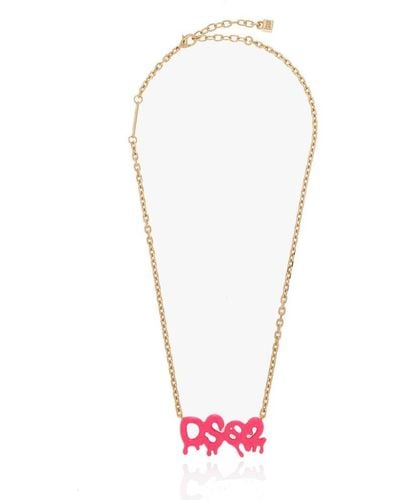 DSquared² Logo-plaque Cable-linked Polished Necklace - White