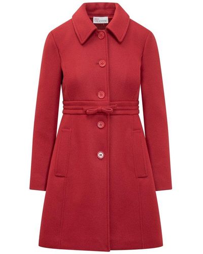 RED Valentino Red Bow Embellished Fitted Coat