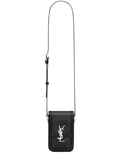 Saint Laurent Logo-embellished Croc-effect Leather iPad Case - Black