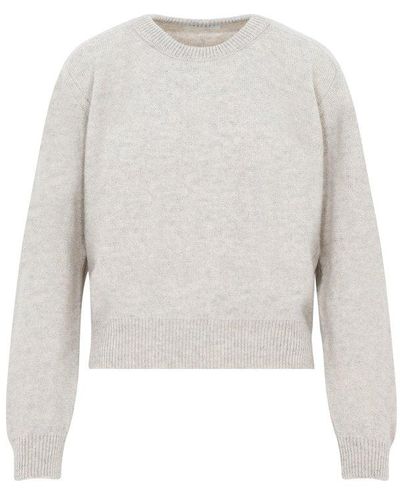 Lemaire Tilted Crew Neck Sweater Sweater - White