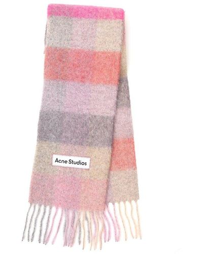 Acne Studios Checkered Logo Patch Fringed Scarf - Multicolour