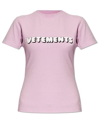 Vetements Fitted T-shirt With Logo, - Pink