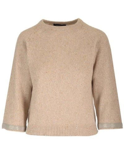 Fabiana Filippi Crewneck Knitted Sweater - Natural