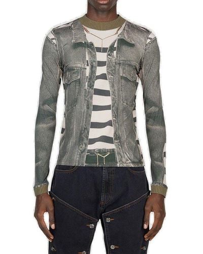 Y. Project Y Project X Jean Paul Gaultier Graphic Printed Top - Gray