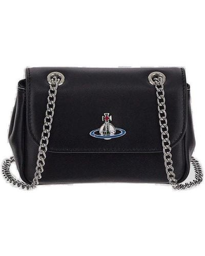 Vivienne Westwood Logo-plaque Chain-linked Shoulder Bag - Black