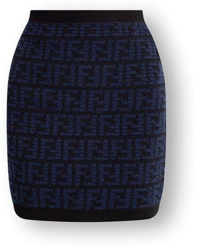 Fendi Monogrammed Skirt - Blue