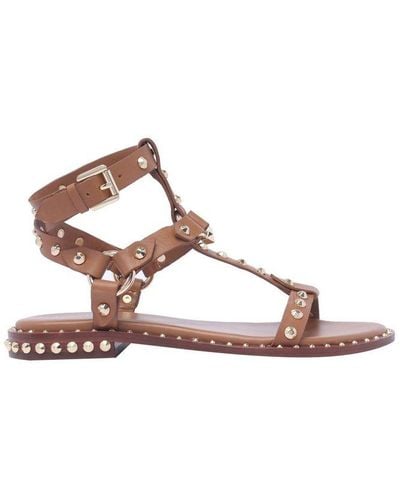 Ash Pulp Stud Embellished Sandals - Brown