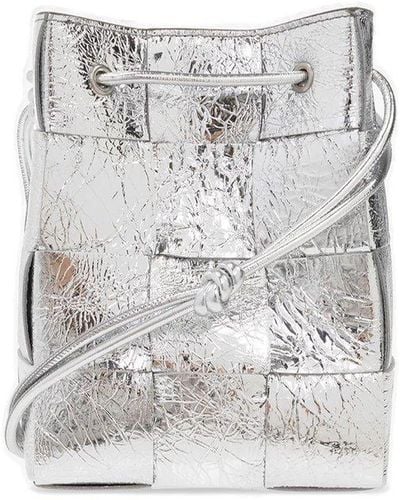 Bottega Veneta Cassette Strapped Mini Bucket Bag - White