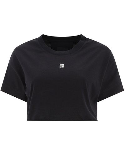 Givenchy Logo Embroidered Cropped T-shirt - Black