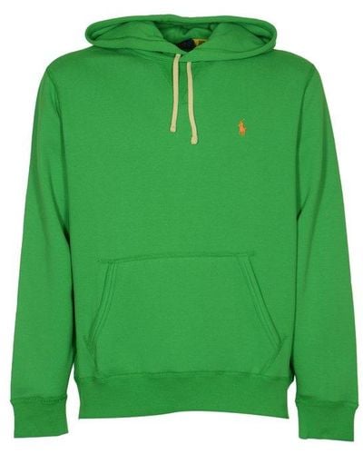 Polo Ralph Lauren Logo Embroidered Long-sleeved Hoodie - Green