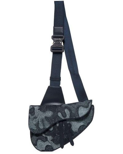 Dior Camouflage Jacquard Saddle Bag - Blue