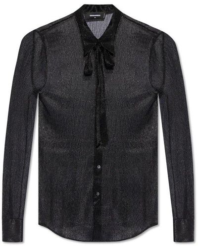 DSquared² Semi-sheer Long-sleeved Shirt - Black