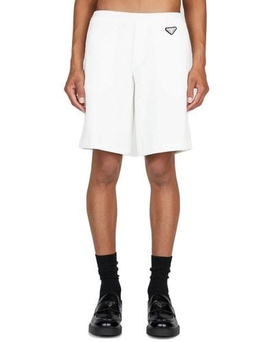 Prada Triangle Plaque Terry Shorts - White