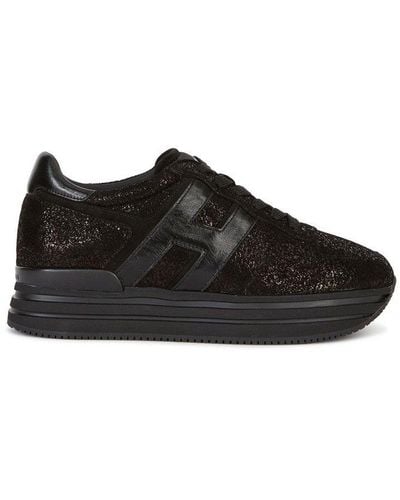 Hogan Glitter-embellished Low-top Sneakers - Black