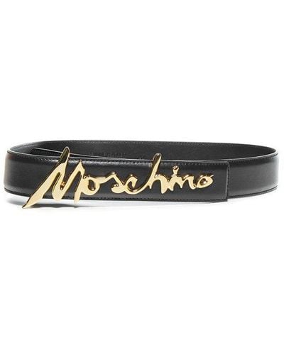 Moschino Logo Signature Belt - White