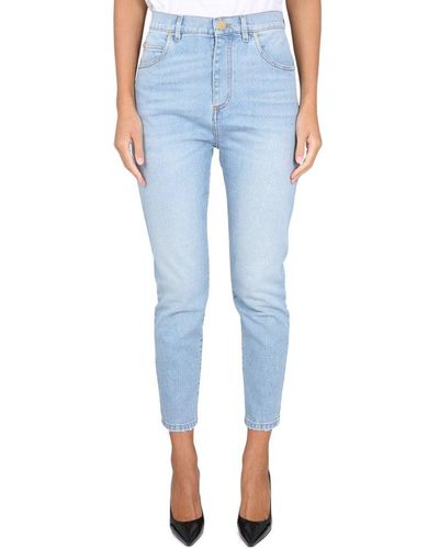 Balmain Light Blue Jeans With Logo