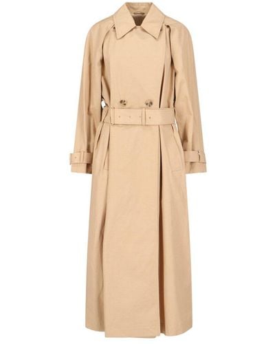Calvin Klein Double-Breasted Trench Coat - Natural