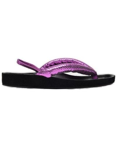 Isabel Marant Olanie Metallic Flat Thong Sandals - Purple