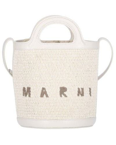 Marni Small Bucket Bag "tropicalia" - White