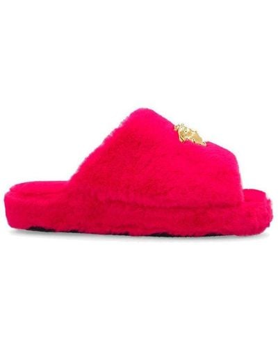 Versace Medusa Head Faux-fur Slip-on Slippers - Pink