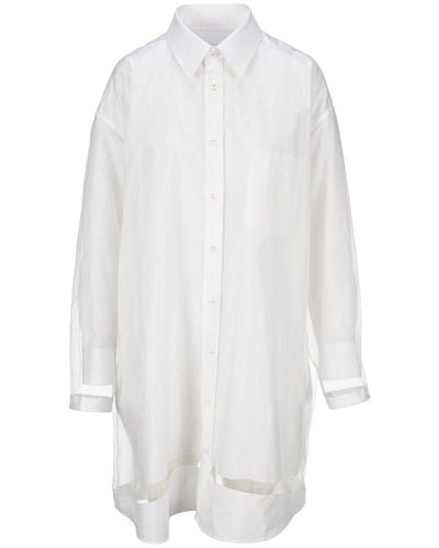Maison Margiela Sheer Overlay Shirt Dress - White