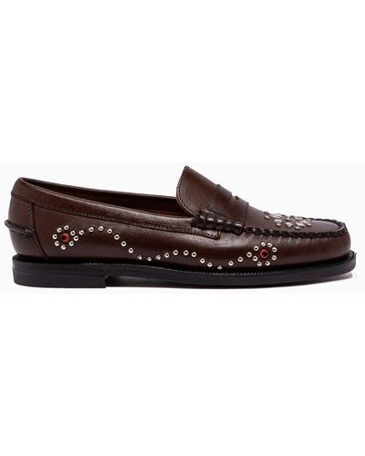 Sebago Dandette Studs Embellished Slip-on Loafers - Brown