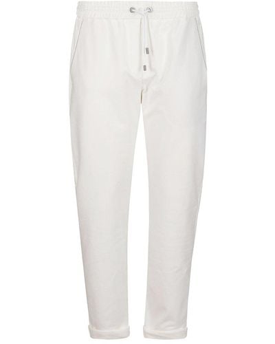Brunello Cucinelli Monili Bead-embellished Drawstring Track Trousers - White