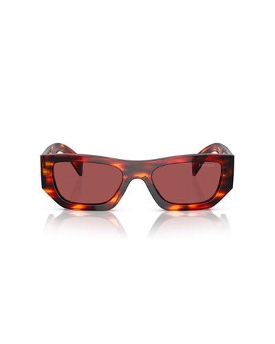 Prada Geometric Frame Sunglasses - Red