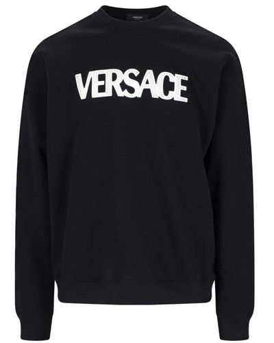 Versace Logo Appliqué Crewneck Sweatshirt - Black