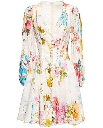 Zimmermann V-neck Closure With Buttons Dresses - White