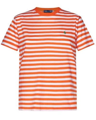 Polo Ralph Lauren Striped Polo Pony-embroidered T-shirt - Orange