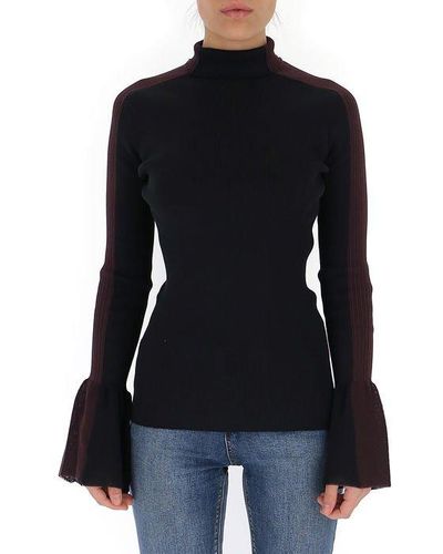 Moncler Moncler 1952 High Neck Contrast Trim Sweater - Black