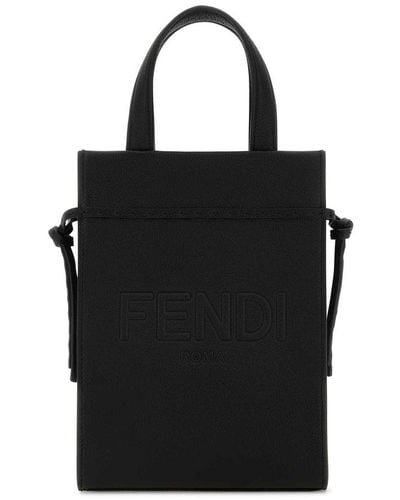 Fendi Mini Tote Bag With Logo - Black