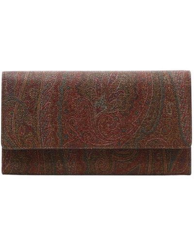 Etro Paisley Wallet With Strap - Brown