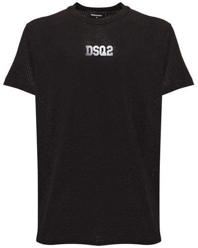 DSquared² Cotton T-shirt With Dsq2 Print - Black