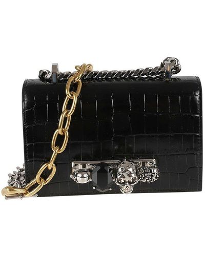 Alexander McQueen Skull-embellished Chain-linked Crossbody Bag - Black