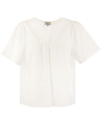 Woolrich V-neck Straight Hem Blouse - White