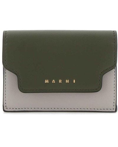 Marni Logo Print Colour-block Wallet - Grey