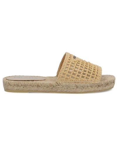 Prada Woven Slip-on Sandals - Brown